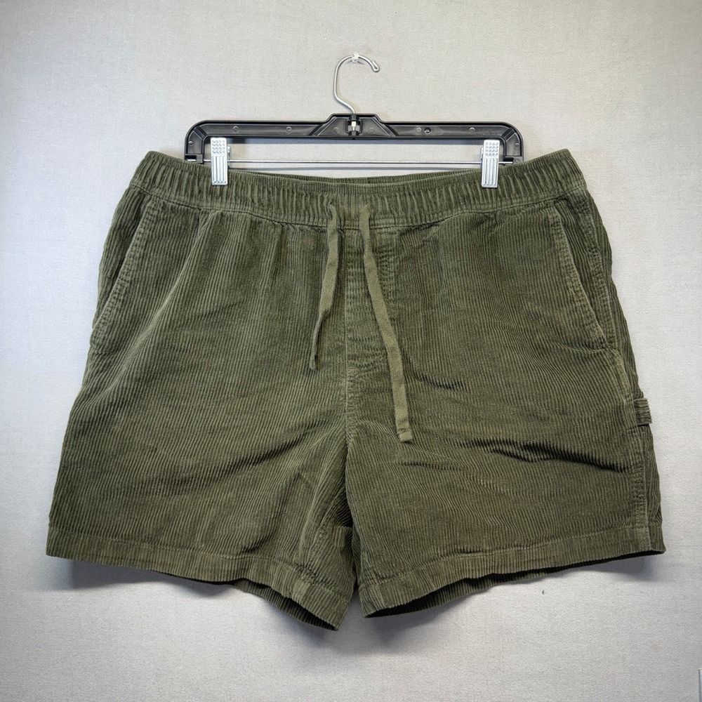 Gap Corduroy Carpenter Shorts Mens XL Olive Green Cotton Utility Drawstring